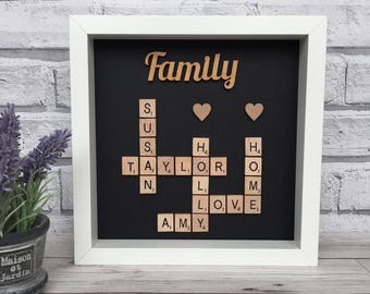 Personalised Scrabble Frame, Scrabble Picture Frame, Scrabble Family Frame, Grandchildren Frame, New Home Frame, Birthday Frame