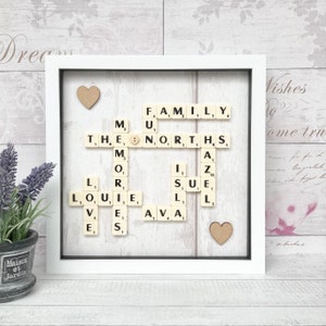 Personalised Scrabble Frame Up to 16 Names/Words, Scrabble Picture Frame
