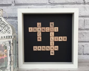 Personalised Scrabble Frame, Scrabble Picture Frame, Scrabble Family Frame, Grandchildren Frame, New Home Frame, Birthday Frame