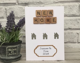 Personalised New Home Card, Scrabble Art New Home Card, New Home Housewarming Card, Scrabble Housewarming Card