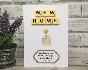 Personalised New Home Card, Scrabble Art New Home Card, New Home Housewarming Card, Scrabble Housewarming Card
