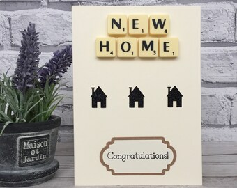 Personalised New Home Card, Scrabble Art New Home Card, New Home Housewarming Card, Scrabble Housewarming Card