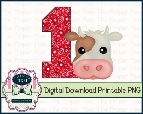 Brown Cow 1st Birthday Design One Birthday Cow Birthday Png Etsy