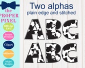 Cow Print Clipart, PNG letters, Faux Applique font, Printable alphabet, sublimation letters download, farm theme, cow theme, cow clipart Il_170x135