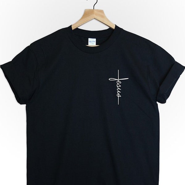 JESUS Tasche Druck Tshirt Shirt T-Shirt Top christlichen Shirt vertikalen Kreuz religiöse Kirche greace Liebe Glaube Tumblr Männer Tumblr Frauen Geschenk