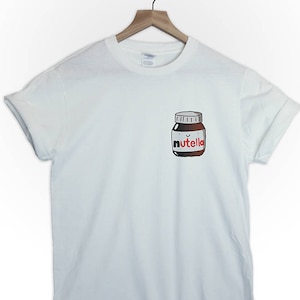 Nutella pocket size print tshirt shirt tee top parody cute funny sweet tumblr graphic blogger image 1