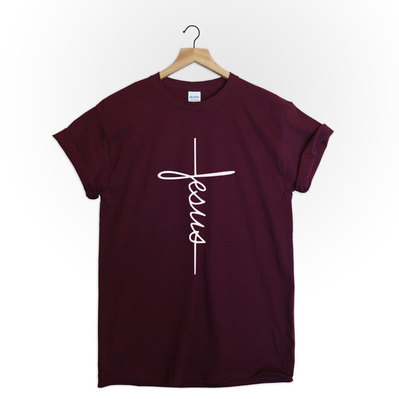 JESUS Tshirt Shirt Tee Top Christian Shirt Vertical Cross - Etsy