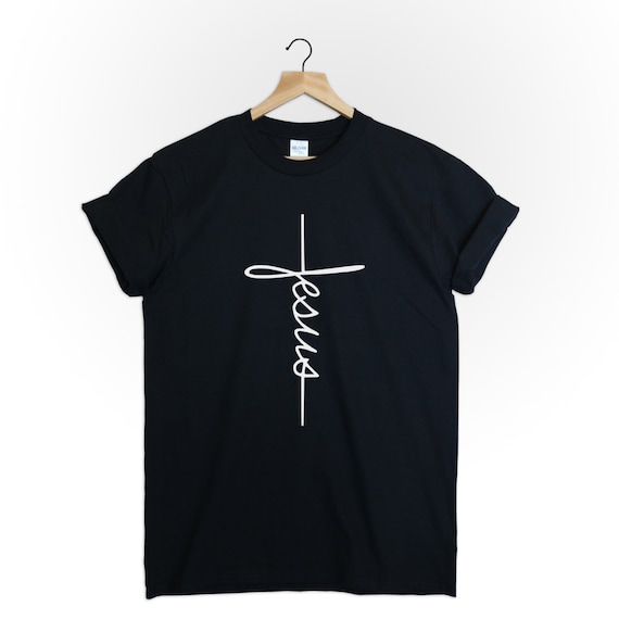 JESUS Tshirt Shirt Tee Top Christian Shirt Vertical Cross | Etsy