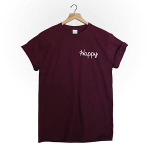 happy pocket tshirt shirt top tee quote text slogan emotions love christmas gift tumblr men tumblr women graphic funny cute bliss happiness image 4