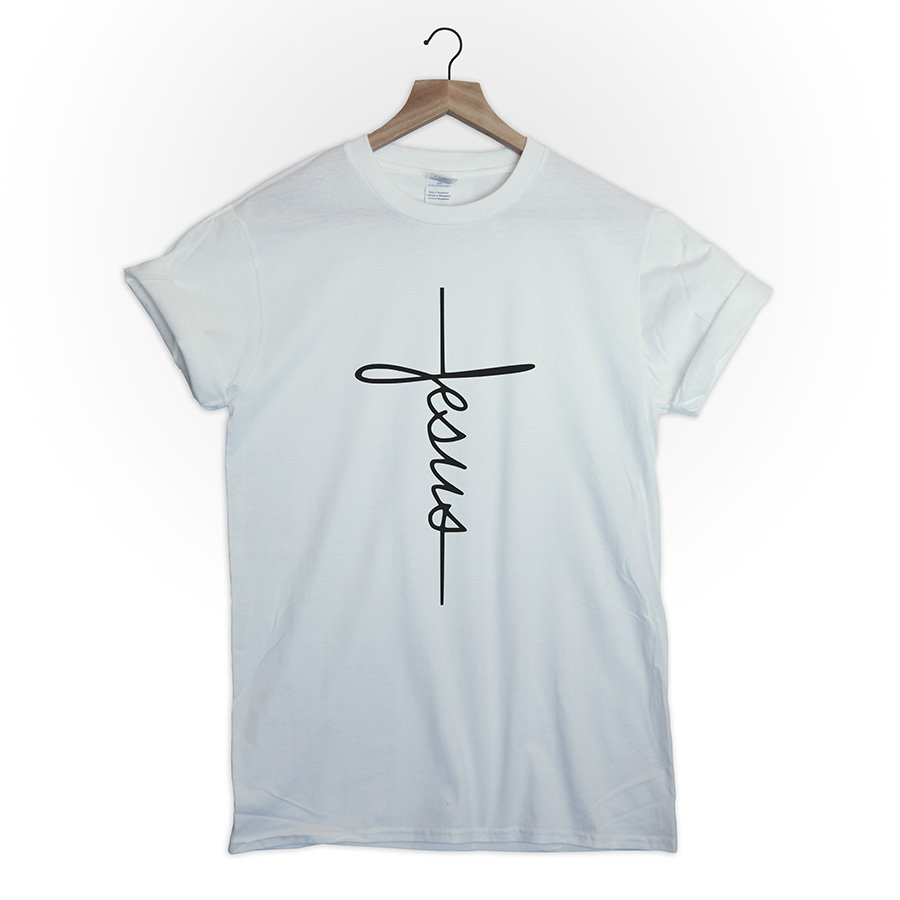 JESUS Tshirt Shirt Tee Top Christian Shirt Vertical Cross - Etsy