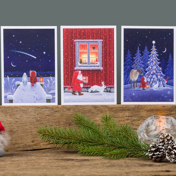 Scandinavian Christmas cards by Eva Melhuish pack of 5