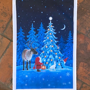 NOVITÀ! Asciugamano natalizio scandinavo di Eva Melhuish 'Forest Lights'