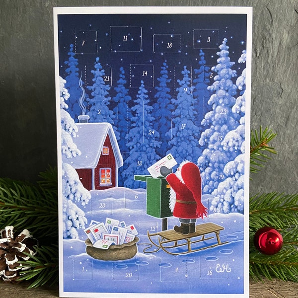 Advent Calendar Greeting Card - Scandinavian Christmas design 'Christmas Post'