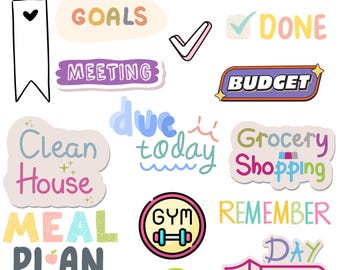 GoodNotes digitala planeringsetiketter | Förskurna etiketter, funktionell planering (PNG-filer)