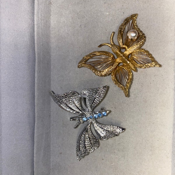 Lot of 2 Signed Butterfly Brooch Pins Brooks & Gerry's