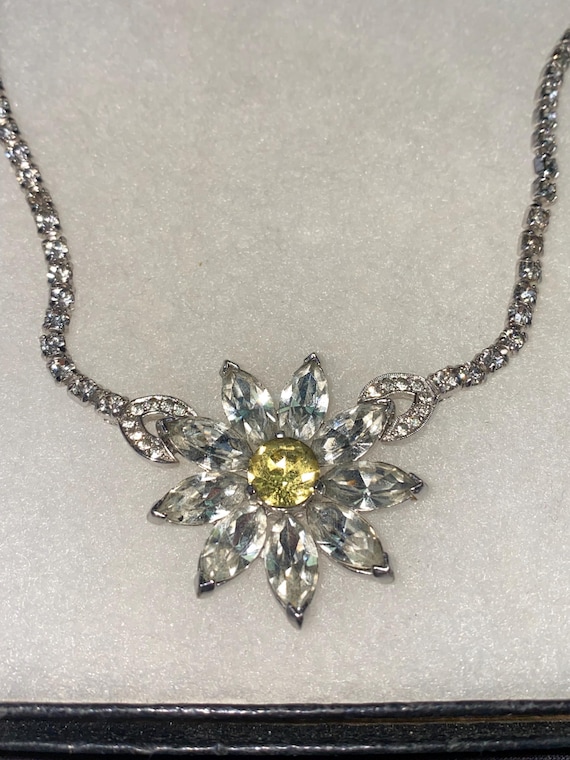Vintage Kramer Signed 15" Rhinestone Choker Necklace