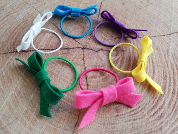Baby Felt Hair Tie Elastic Bands Bow Handmade Hair Ties Etsy