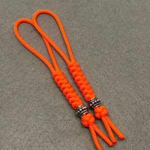 95 Paracord Micro Knife Lanyard 2pk, Orange Cord Snake Knot With Metal Bead