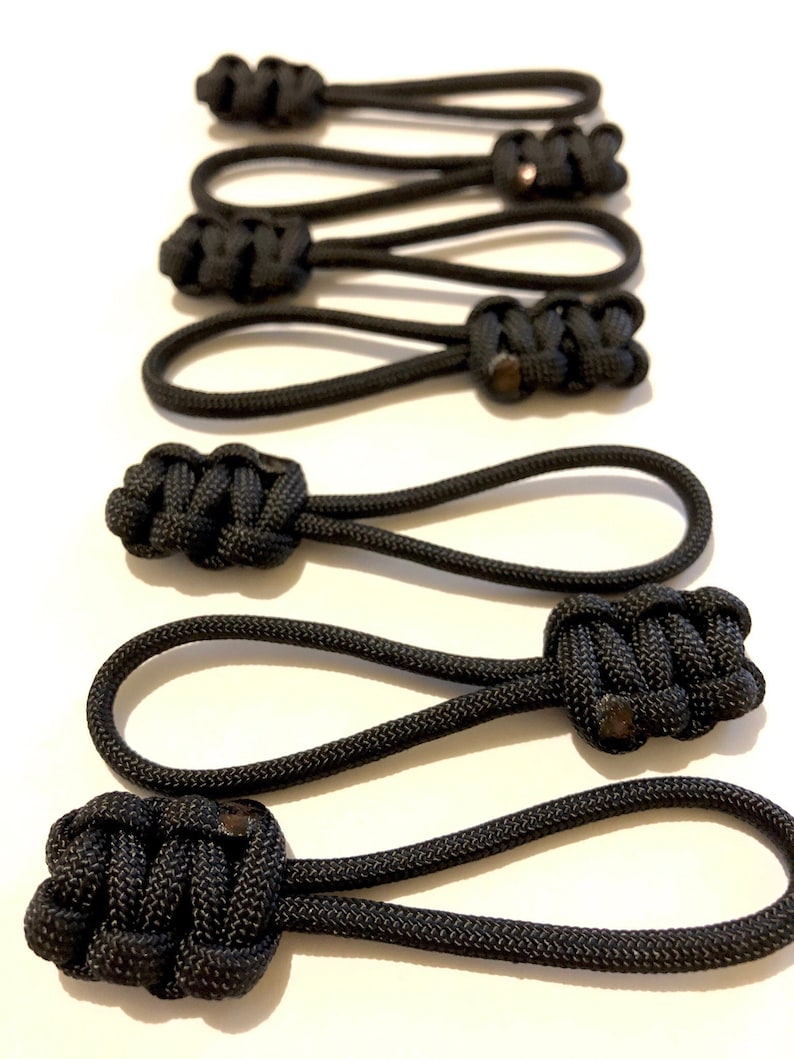 550 Paracord Zipper Pulls Jet Black 8pk Etsy