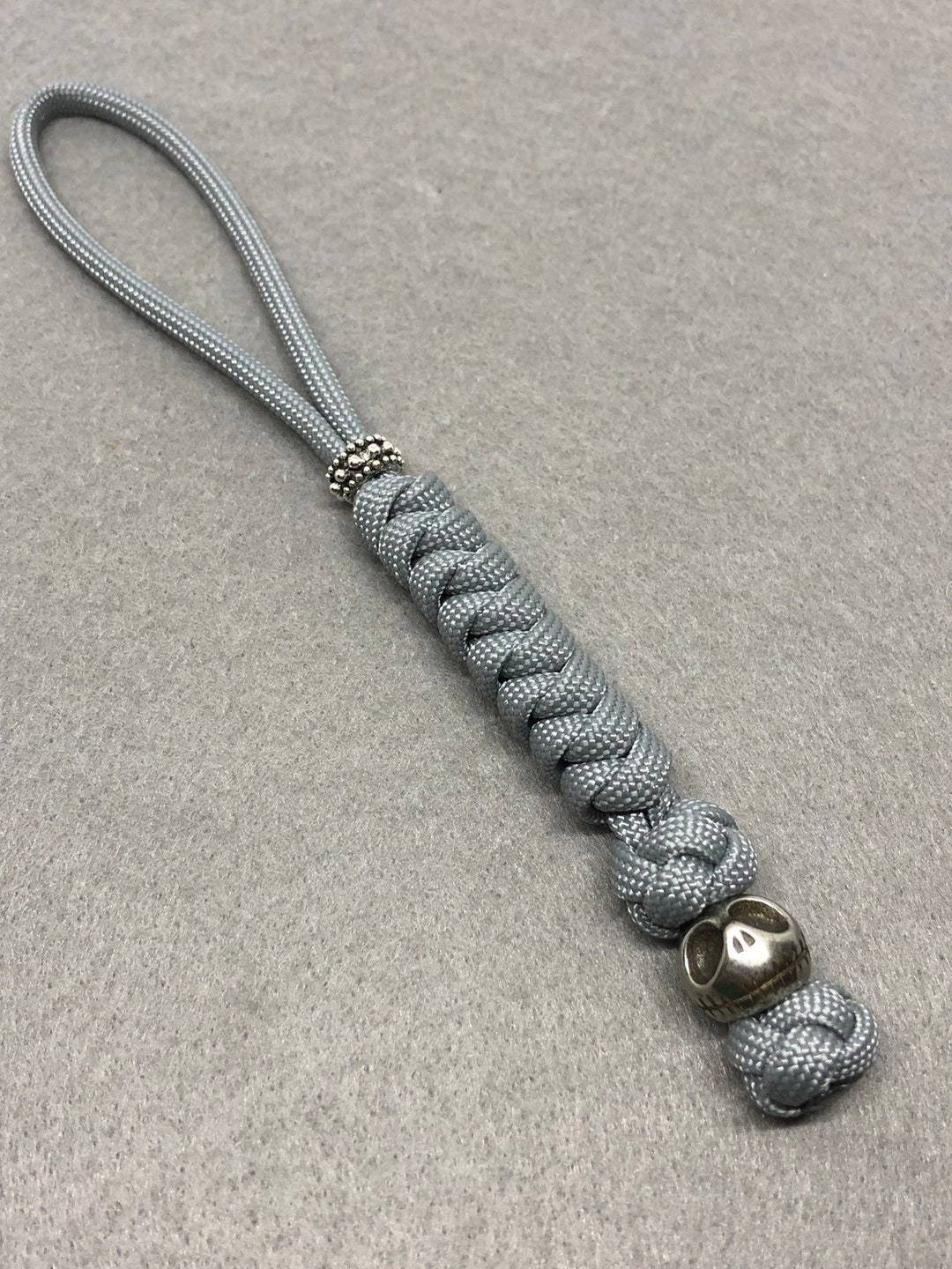 550 Paracord Knife Lanyard Gray With Jack Skellington Bead Etsy