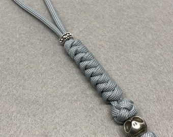550 Paracord Knife Lanyard Gray with Jack Skellington Bead