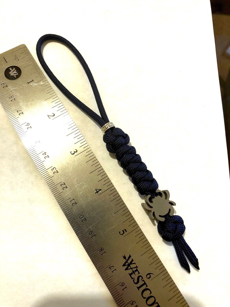 550 Paracord Knife Lanyard Navy Blue With Titanium Spyderco Etsy