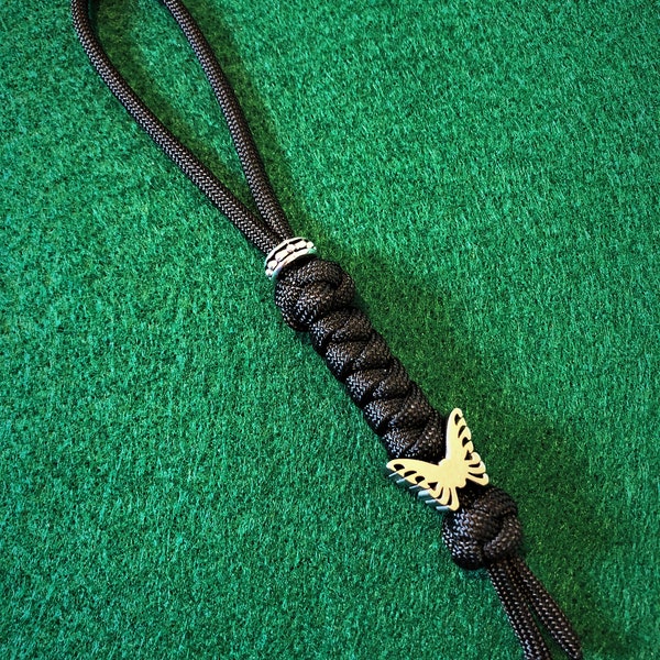 550 Paracord Lanyard Black Snake Knot with Titanium Benchmade Bead