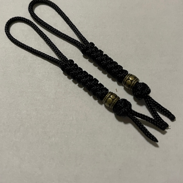 95 Paracord Micro Knife Lanyard 2pk, Black Cord Snake Knot With Metal Bead