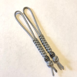 95 Paracord Micro Knife Lanyard 2pk, Gray Cord Snake Knot With Metal Bead