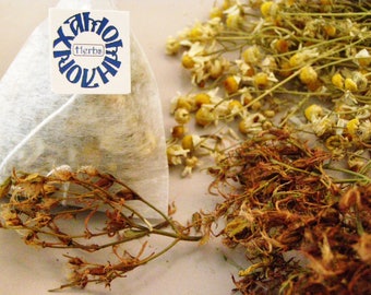 Chamomile & Hypericum pyramids - 12 or 24 herb pyramids box - dried camomile with St. John's wort,Greek herbal tea,handpicked herbs infusion
