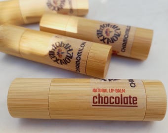 CHOCOLATE flavour Natural Lip Balm with Bamboo Eco Friendly Lipstick Tube - 6ml