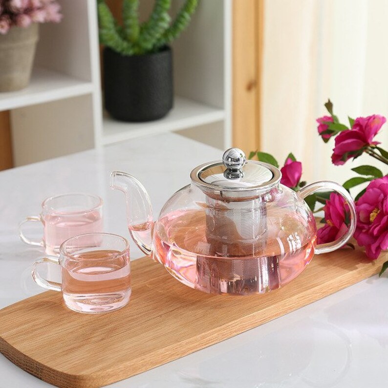 Glass Teapot With Stainless Steel Strainer 600 Ml Etsy