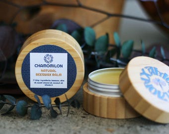 NATURAL BEESWAX BALM with bamboo eco friendly tin jar - 50ml