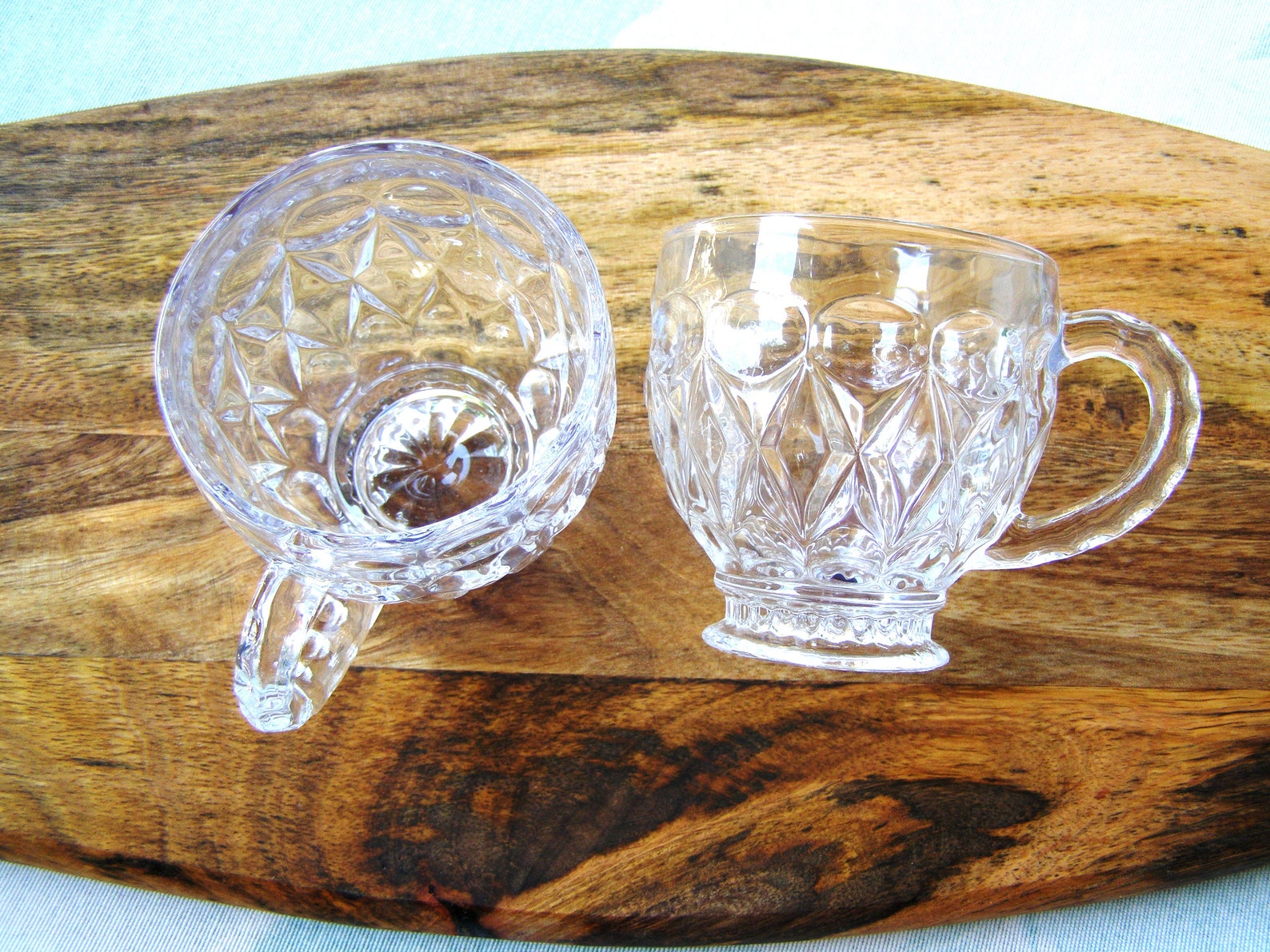 Glass Tea Cup 190 Ml/6.4 Fl Oz Teacup With Handle and Engraved Pressed