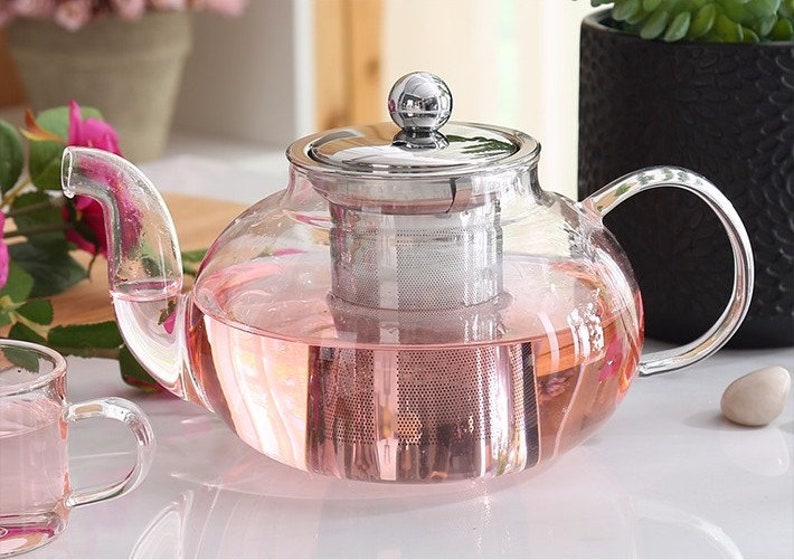 Glass Teapot with stainless steel Strainer 600 ml Etsy