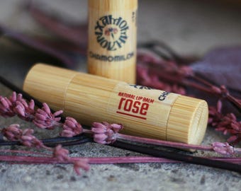 ROSE flavour Natural Lip Balm with Bamboo Eco Friendly Lipstick Tube - 6ml