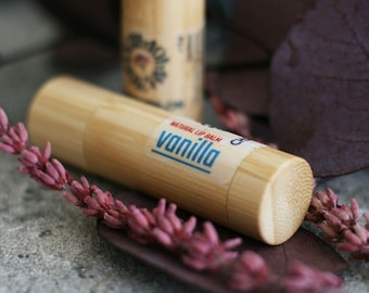 VANILLA flavour Natural Lip Balm with Bamboo Eco Friendly Lipstick Tube - 6ml