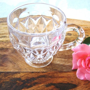 Glass Tea Cup - 190 ml/6.4 fl oz - teacup with handle and engraved pressed pattern