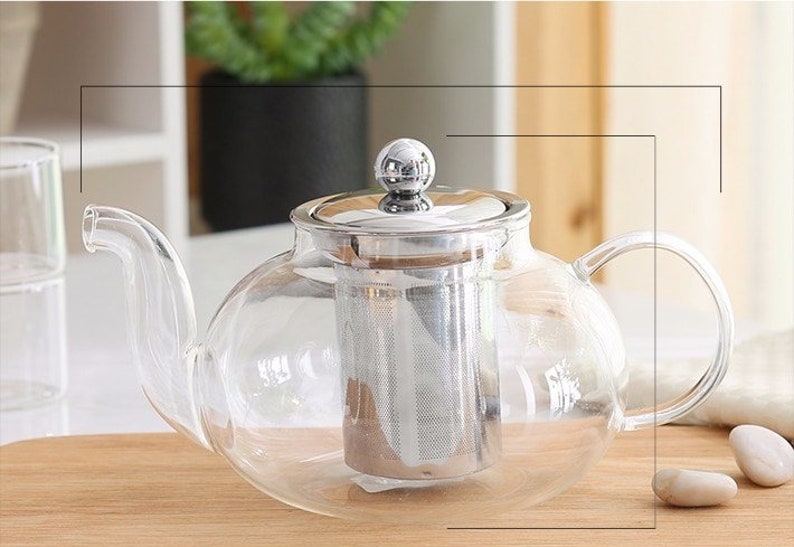Glass Teapot with stainless steel Strainer 600 ml Etsy