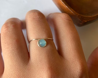 Blue Sponge Quartz, Circle Wire Ring, Adjustable Ring, Wire Rings, Wire Wrapped, Wire Jewelry, Gemstone Rings, Stacking Rings, Blue Gemstone