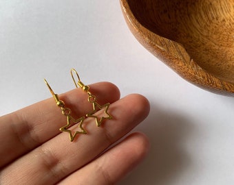 Dainty Star Earrings, Sun Moon, Star Earrings, Minimalist, Dainty Earrings, Cute Earrings, Clip On Earrings, Gold Earrings