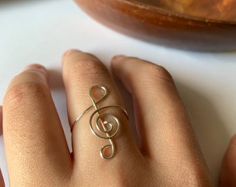 Music Note Ring, Treble Clef Ring, Adjustable Ring, Wire Wrapped Rings, Wire Jewelry, Minimalist Dainty, Music Lover Gift, Stacking Rings