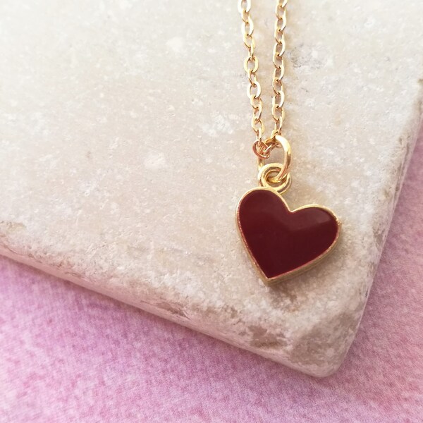 Red Heart Necklace Etsy