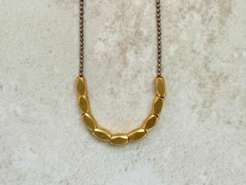 Minimalist short beaded necklace Gold beads necklace for women Gold bohemian everyday dainty necklace. Simple delicate jewelry