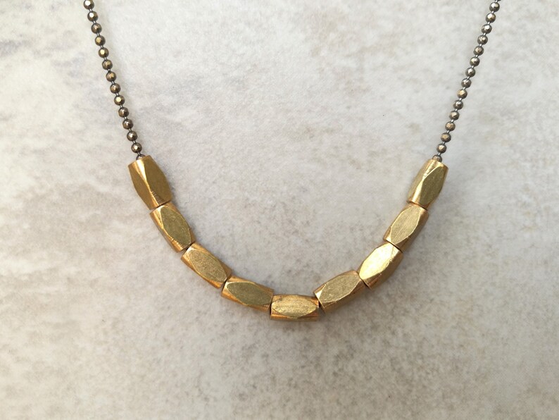 Minimalist short beaded necklace Gold beads necklace for women Gold bohemian everyday dainty necklace. Simple delicate jewelry