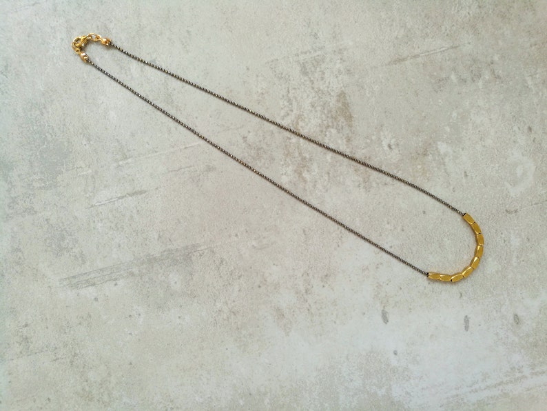 Minimalist short beaded necklace Gold beads necklace for women Gold bohemian everyday dainty necklace. Simple delicate jewelry