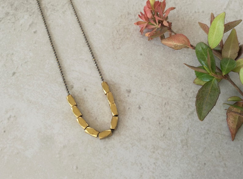 Minimalist short beaded necklace Gold beads necklace for women Gold bohemian everyday dainty necklace. Simple delicate jewelry