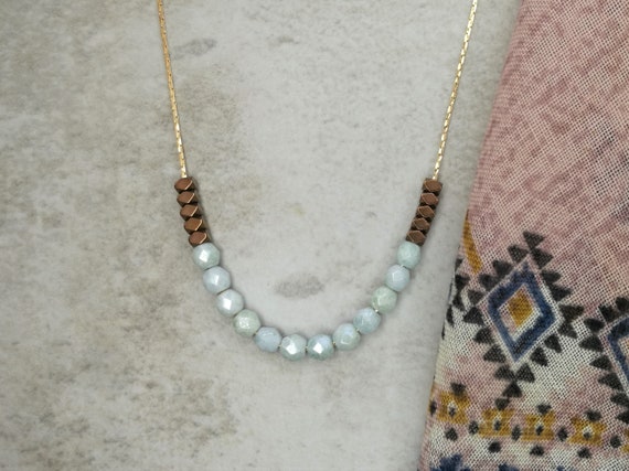 Minimalist short beaded necklace Gold beads necklace for women Gold bohemian everyday dainty necklace. Simple delicate jewelry