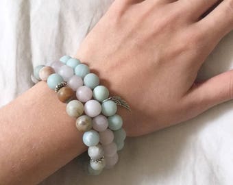 Self Love Bracelet Stack | Rose Quartz and Amazonite