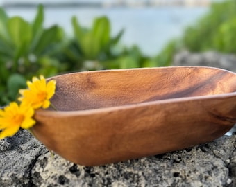 Acacia wood 9"x4”x3” deep dough bowl | Candle vessel | Oval bowl | Candle bowls | Wooden decor | Home Decor | Baguette bowl |Pour-ready bowl